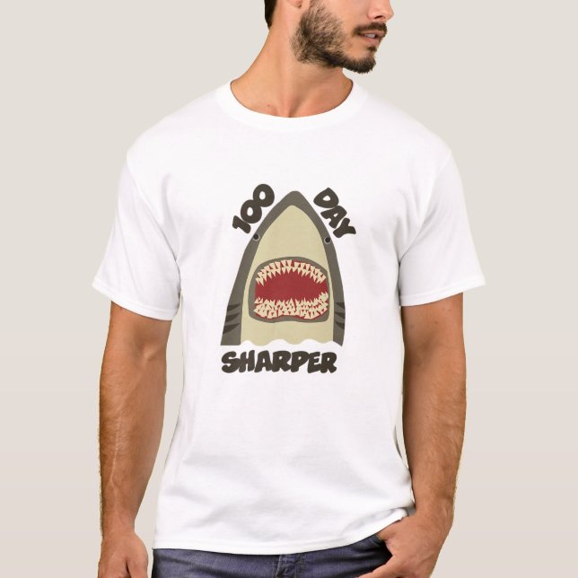 Jawsome Shark 100 Days Of School 100 Days Sharper T-Shirt (Front)