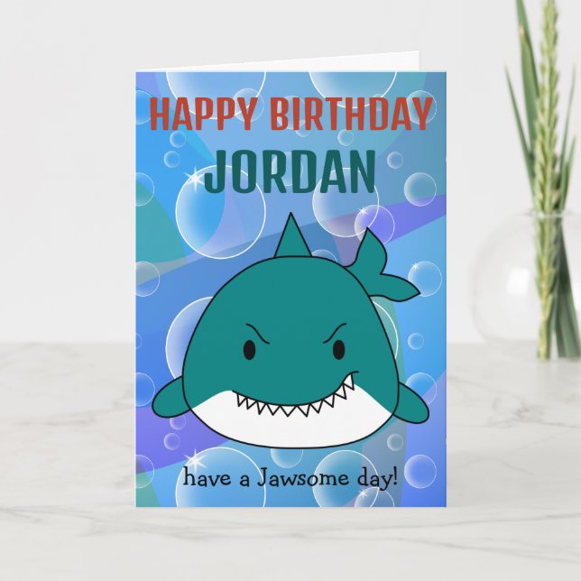 Jawsome Shark Birthday Personalized Card (Front)