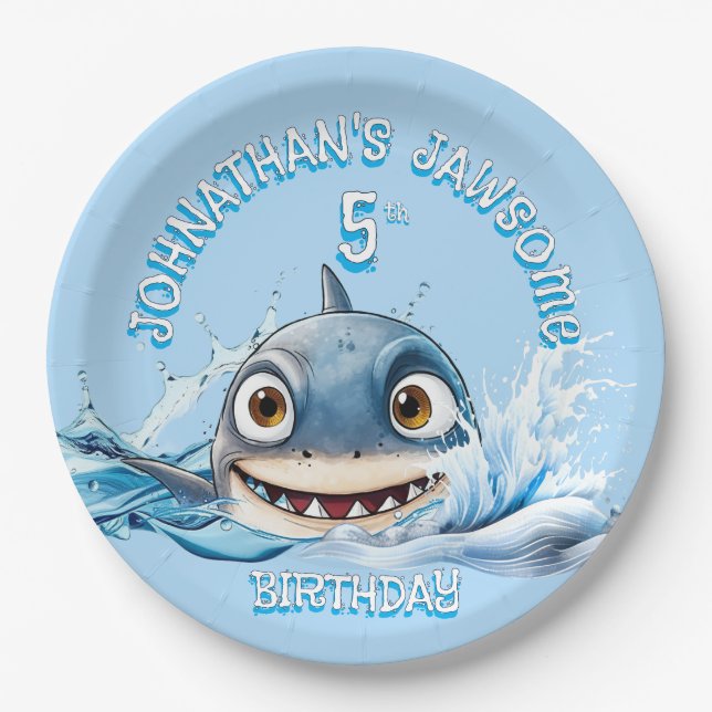 Jawsome Shark Plate | Blue Ocean Party (Front)