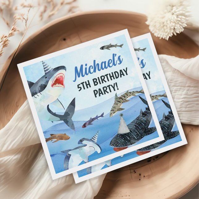 Jawsome Shark Under The Sea Birthday Napkin (Creator Uploaded)