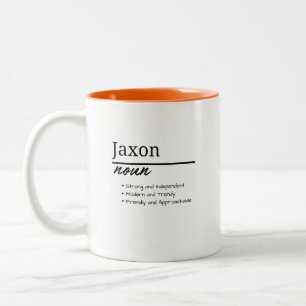 Jaxon, Boy Personalized Name Definition Two-Tone Coffee Mug