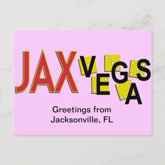 JaxVegas greetings Postcard (Front)