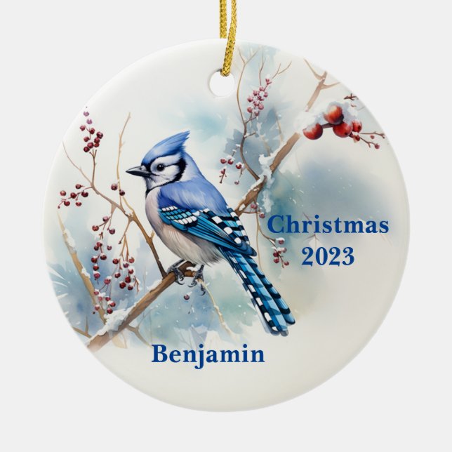 Jay Bleu hiver Noël Ornement de Noël (Devant)