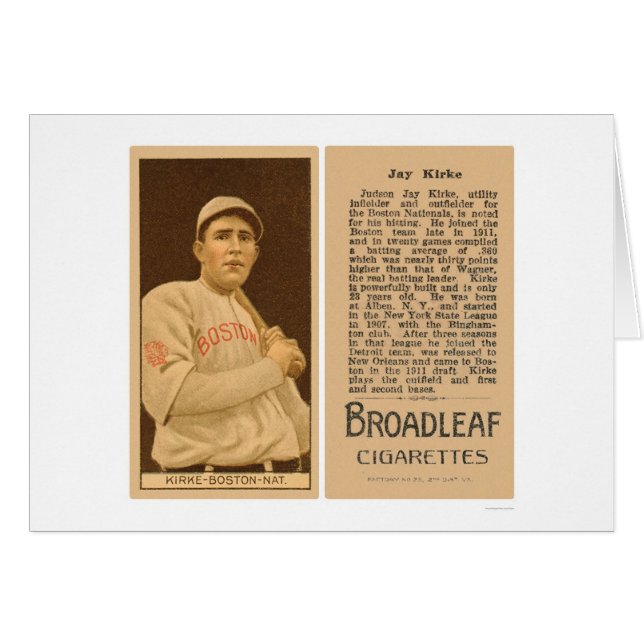 Jay Kirke Braves Baseball 1912 (Front Horizontal)