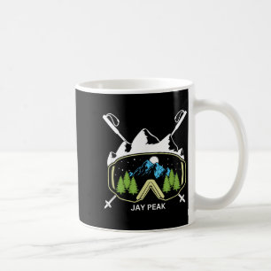Jay peak vermont skiing skier ski goggles and pole coffee mug
