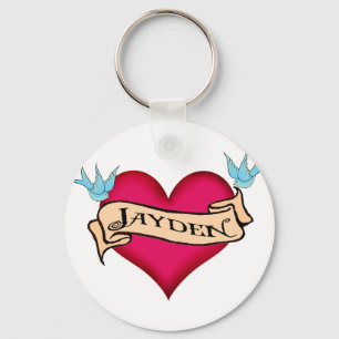 Jayden - Custom Heart Tattoo T-shirts & Gifts Keychain