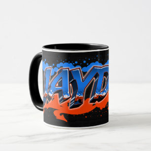 Jayden Vorname Name Graffiti blue orange Tasse Mug