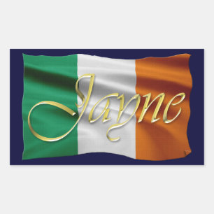 JAYNE Nom et drapeau irlandais Stickers personnali