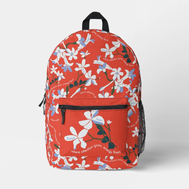 Jazmin Focus Red Printed Backpack (Front)