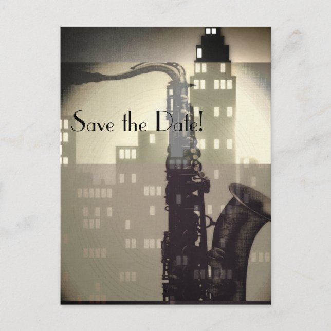 Jazz Age Art Deco custom wedding invitations (Front)