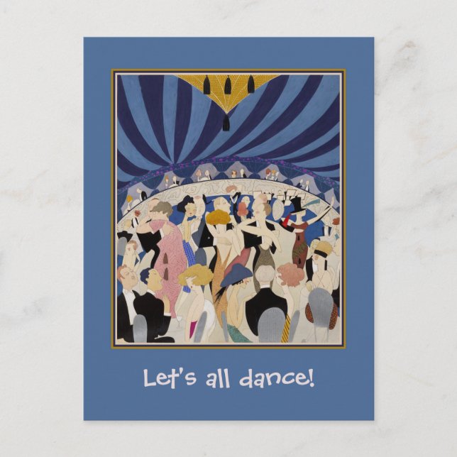 Jazz Age Art Deco Dancing couples dance hall art Postcard (Front)