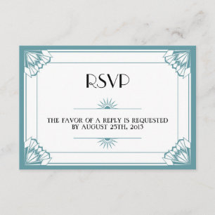 Jazz age blue Art Deco RSVP wedding response