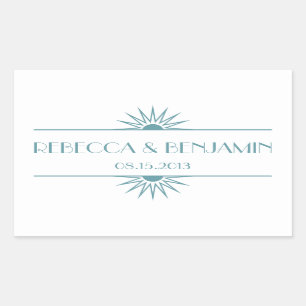 Jazz age blue geometric art deco wedding sticker