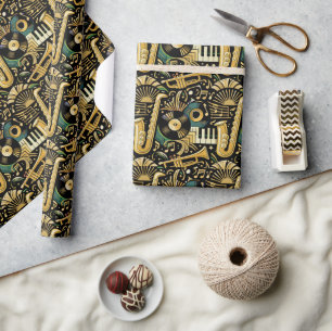 Jazz Age Music Pattern Wrapping Paper
