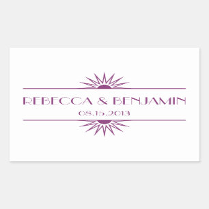 Jazz age purple geometric art deco wedding sticker