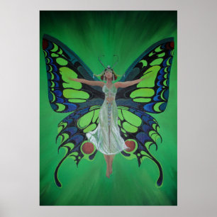Jazz Age Showgirl Flapper Wearing Butterfly Wings  Poster