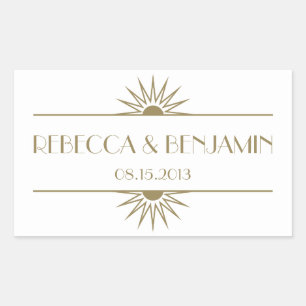 Jazz age taupe geometric art deco wedding sticker