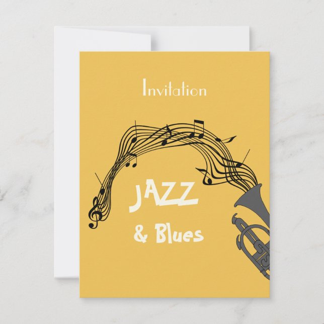 Jazz And Blues Themed Party Invitation (Front)