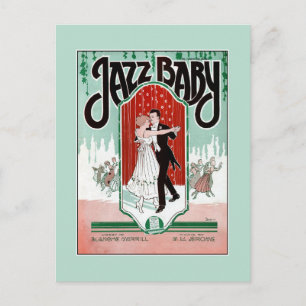 Jazz Baby 1920s jazz age vintage sheet music cover Postcard