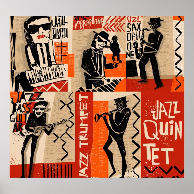 Jazz Band Cool Vintage Poster (Front)