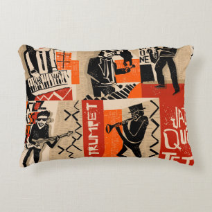 Jazz Band Cool Vintage Poster Accent Pillow