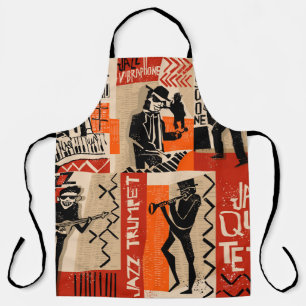 Jazz Band Cool Vintage Poster Apron