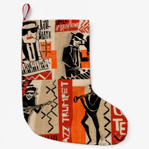 Jazz Band Cool Vintage Poster Small Christmas Stocking