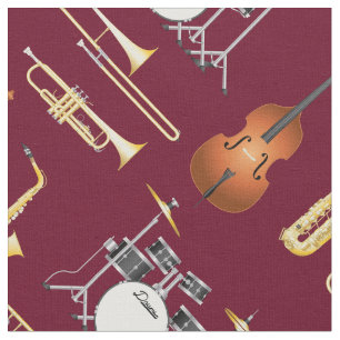 Jazz Band Instruments Music Musician Decor Red Fabric