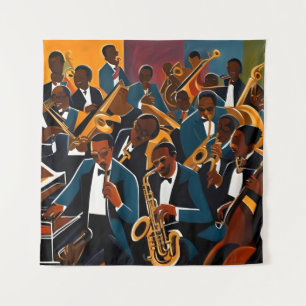 Jazz band musicians tapestry