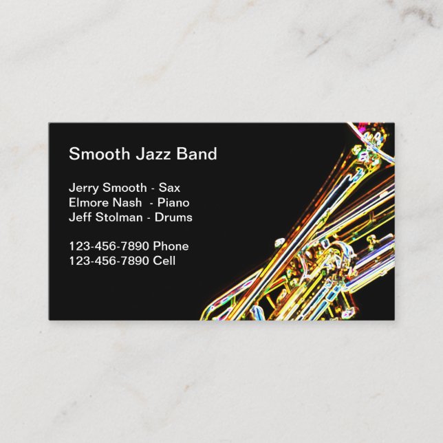 Jazz Band Trumpet Theme Business Card (Front)