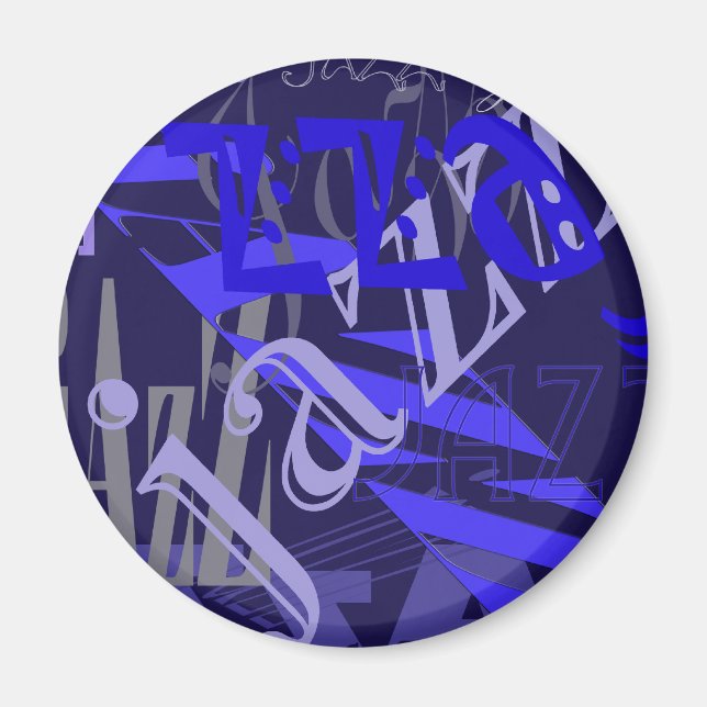 Jazz Blue on Blue Magnet (Front)
