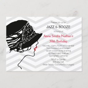 Jazz & Booze Great Gatsby Birthday Invitation