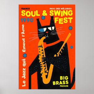 Jazz Cat Art Print 1990 Soul & Swing Festival