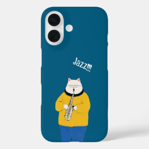 Jazz cat, personalized iPhone 16 case