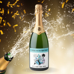 Jazz Cat   Piano   Cheers to the New Year Sparkling Wine Label