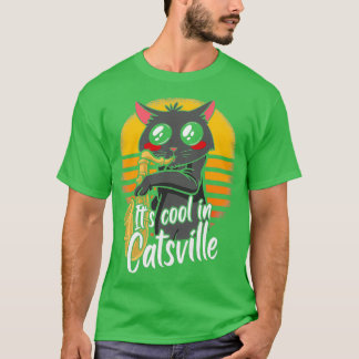 Jazz cat playing saxophone for music lovers  T-Shirt