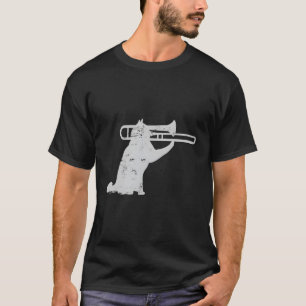 Jazz Cat Playing Trombone For Brass Players T-Shirt