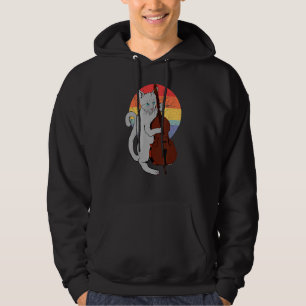 Jazz Cat Playing Upright Bass Classic  Cool Musici Hoodie