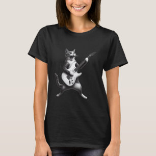 Jazz Cat Playing Upright Bass Cool Musician T-Shirt