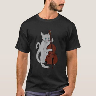 Jazz Cat Playing Upright Bass Shirt Cool Musician3