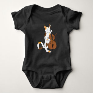 Jazz cat plays upright bass - musician gift baby bodysuit
