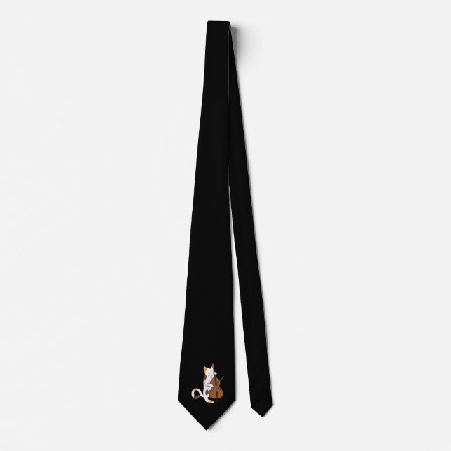 Jazz cat plays upright bass - musician gift tie (Front)