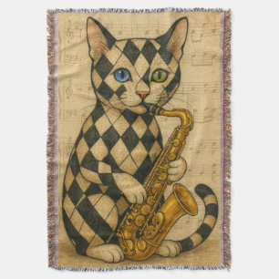 Jazz Cat Throw Blanket