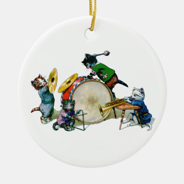Jazz Cats Ceramic Ornament (Front)