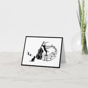 Jazz Cats   Double Bass Folded Note Card
