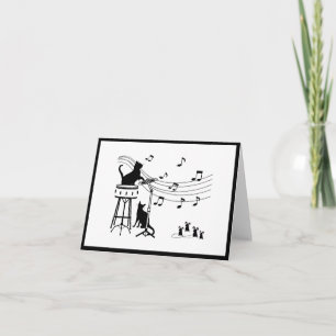 Jazz Cats   Drum Folded Note Card