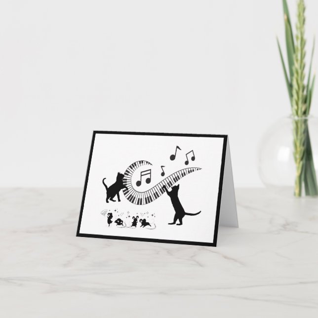Jazz Cats | Piano Folded Note Card (Front)