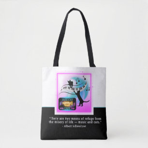 Jazz Cats   Piano   Schweitzer Quote Tote Bag