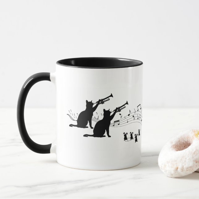 Jazz Cats | Trumpet | Coffee Mug (With Donut)
