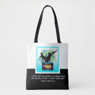 Jazz Cats   Trumpet   Schweitzer Quote Tote Bag